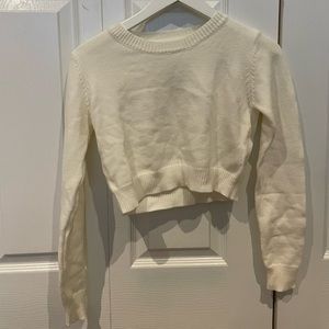 white knit cropped sweater